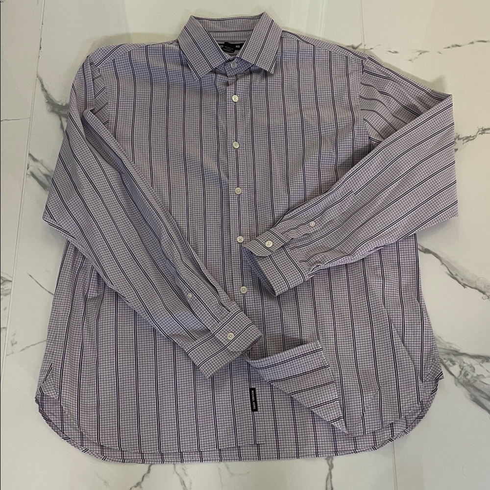 Michael Kors Men's Lavender/purple/White Striped Dress Shirt sz XL